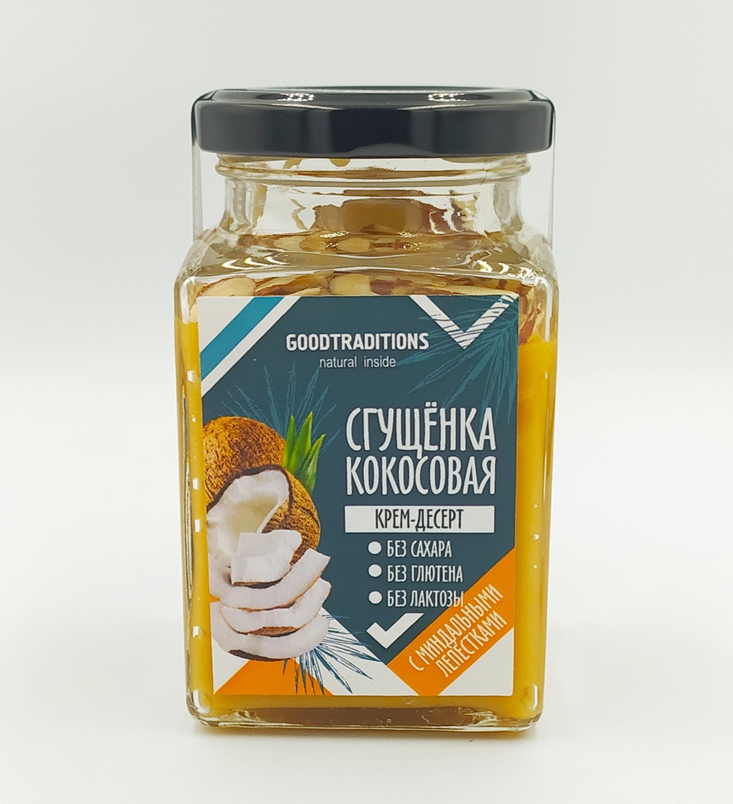 Coconut condensed milk with almond petals, 230g