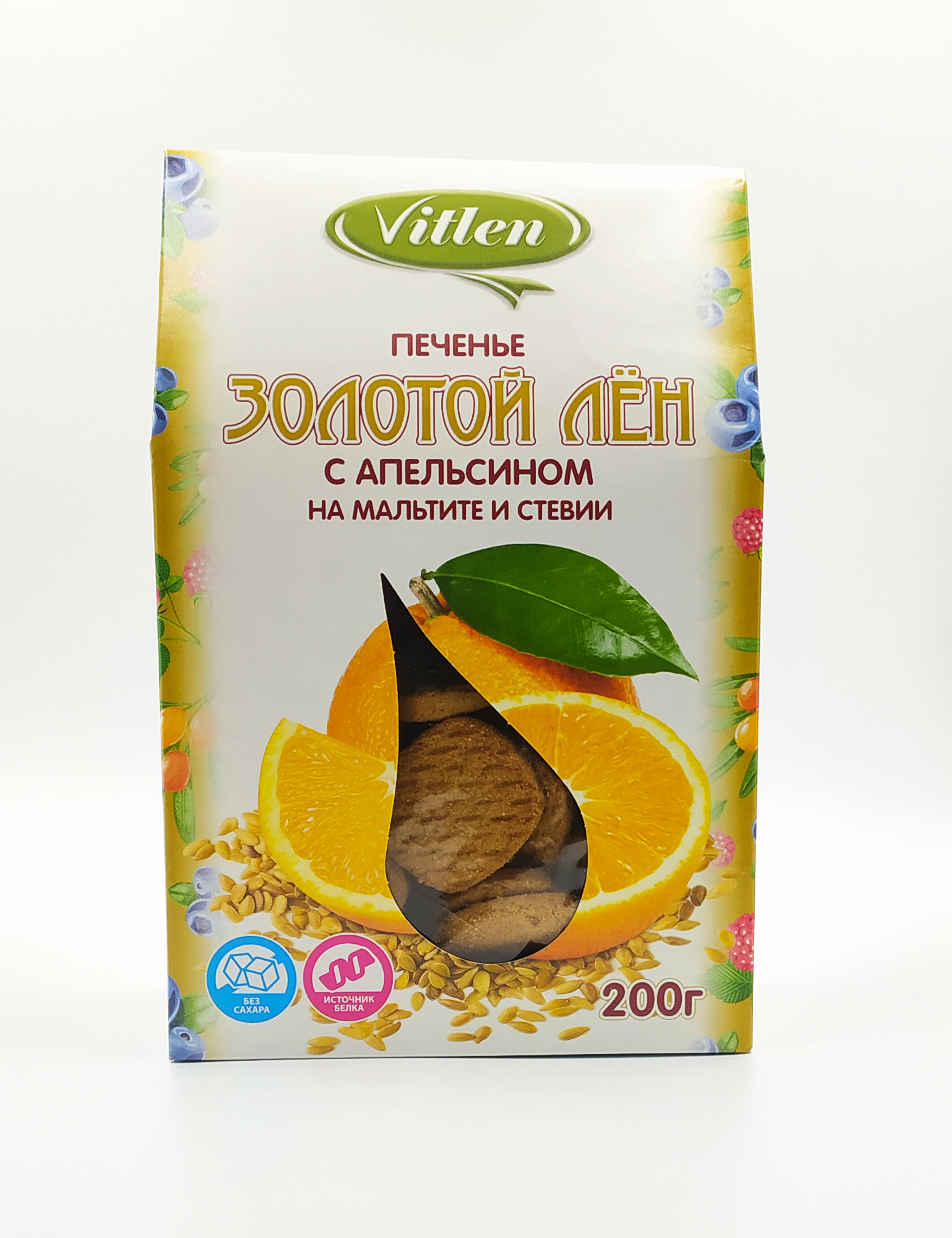 Golden flax cookies with orange on malt and stevia, 200g